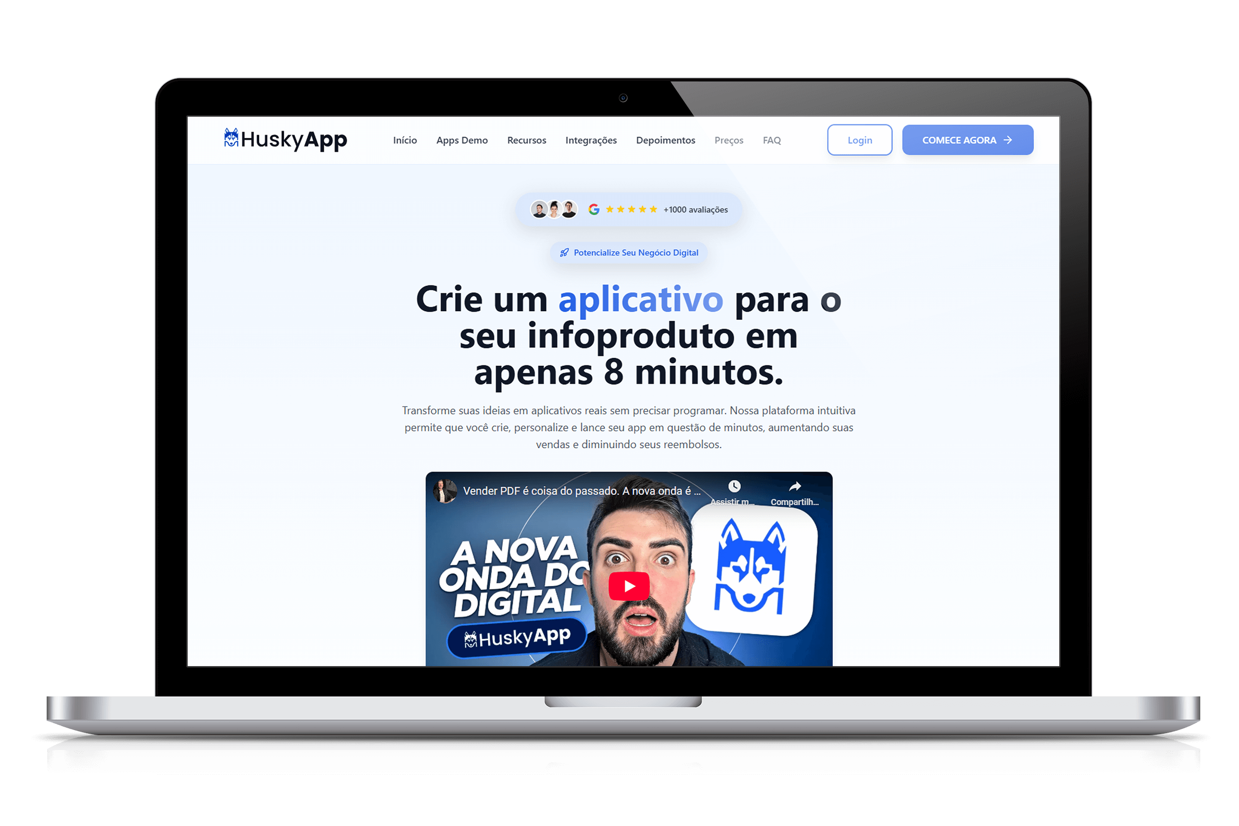 Site da Husky em notebook